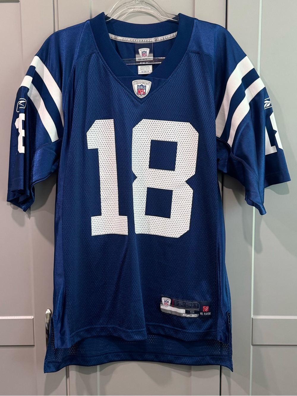 Reebok Men's Navy Blue Football Jersey with White Number 18